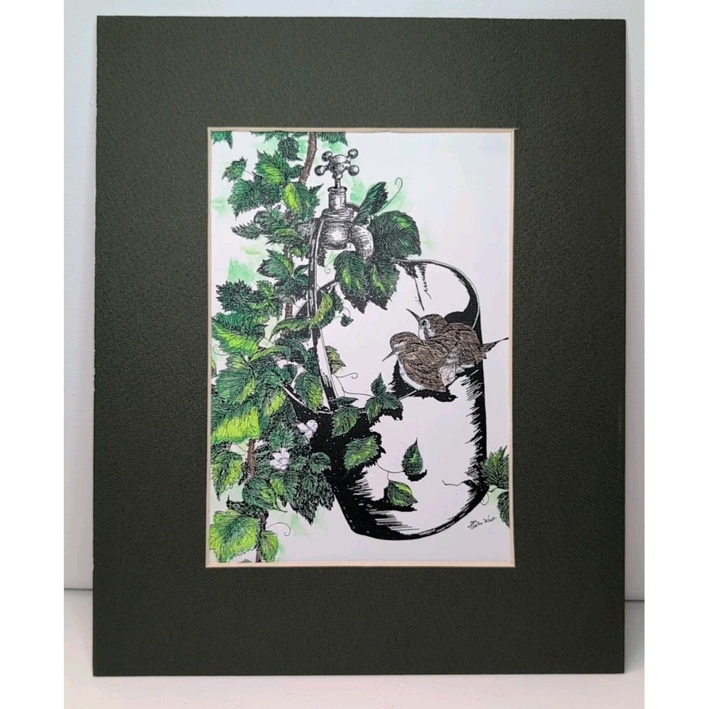 Pen Ink  Original Florida Artist Helen‎ West Nature Birds Signed 5x7   Matted